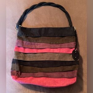 Nine West Navy, Grey, Purple and Pink Shoulder Bag with Textural Stripes